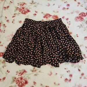 Brandy Melville Black Floral Mini Skirt